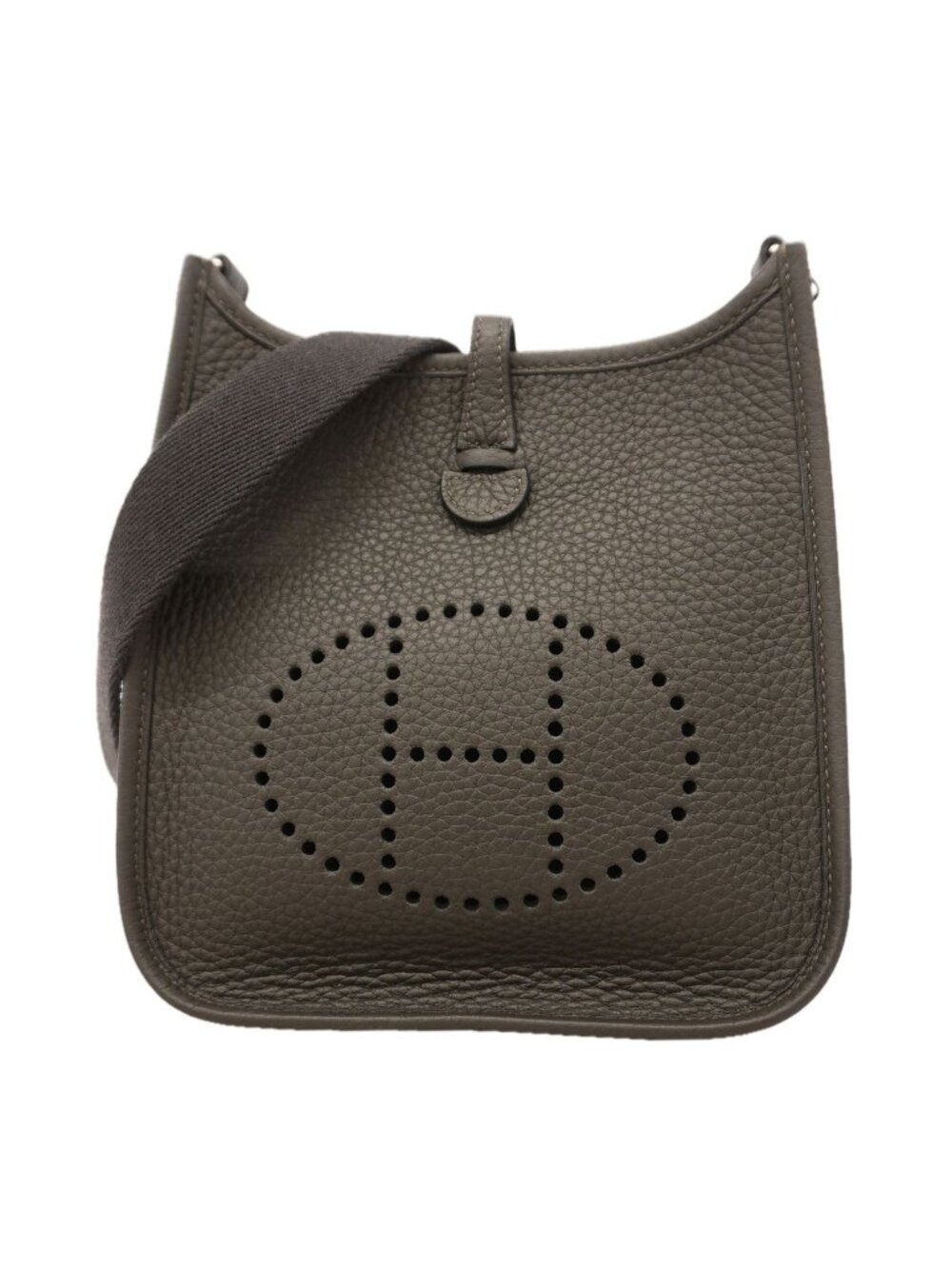 Hermes Shoulder Bag Evelyne TPM Taurillon Clemence Gray Misty Silver
